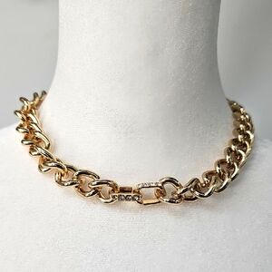 WHBM Semi-precious Stone & Gold-Toned Elegant Chain Choker Statement Necklace